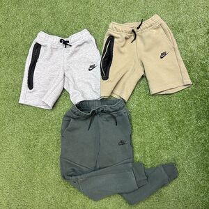 Nike Tech Fleece Sweatpants & Shorts Sand Tan Khaki, Grey, Green Boys Size Small